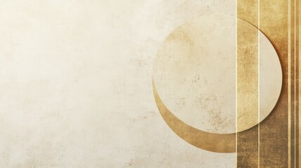 Minimalist advertising design featuring elegant gold and beige tones with clean lines and ample copy space ideal for modern presentations and branding.
