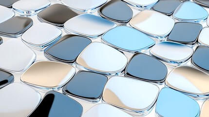 Abstract Blue  White  and Black Glossy Pebbles Background