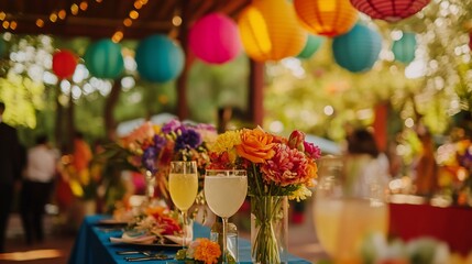 Vibrant Fiesta: Colorful Outdoor Wedding Reception