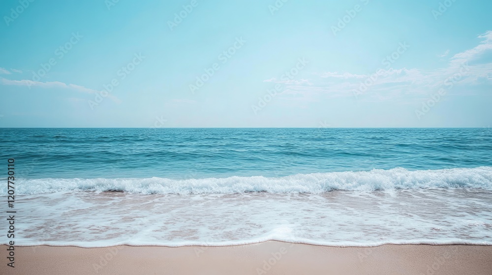 Wall mural serene beach scene with gentle waves and soft matte background inspiring calmness and relaxation in 