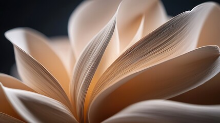 Cream paper flower, close-up, dark background, abstract art, design element