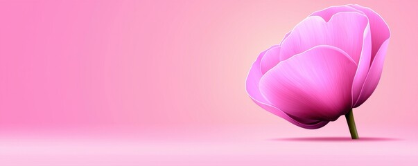 Fototapeta premium A close-up of a delicate pink tulip against a soft pink background, exuding elegance and tranquility.