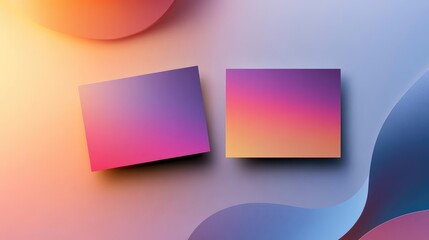Trendy Geometric Gradient Business Card Templates in Soft Purple and Pink Hues on Subtle Light Background for Minimalist Branding Solutions