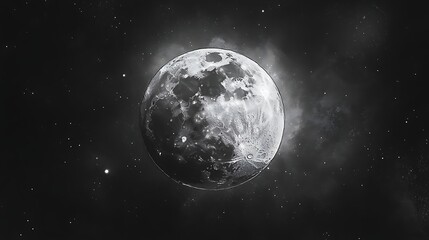Fototapeta premium Mesmerizing illustration of the full moon glowing gently under a starry night sky wallpaper image
