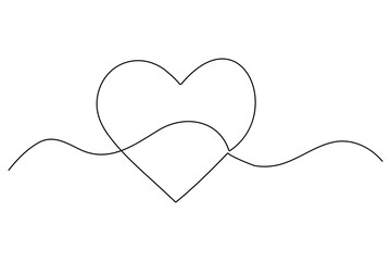 Minimalist continuous one line drawing of a heart outline for modern designs
