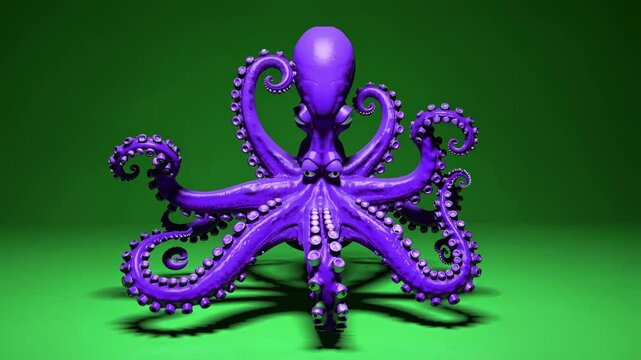 Colorful octopus sculpture in a vivid green setting showcases creativity and artistry in marine-inspired design