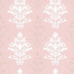 Seamless Pattern - Elegant Damask Pattern in Pink and White