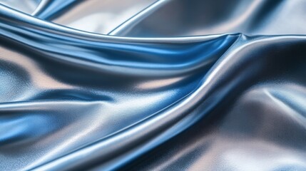 Obraz premium Glossy Blue Satin Fabric Close-Up 
