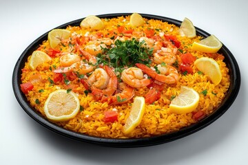 Delicious Seafood Paella with Saffron Rice and Shrimp