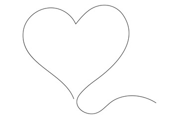Minimalist continuous one line drawing of a heart outline for modern designs
