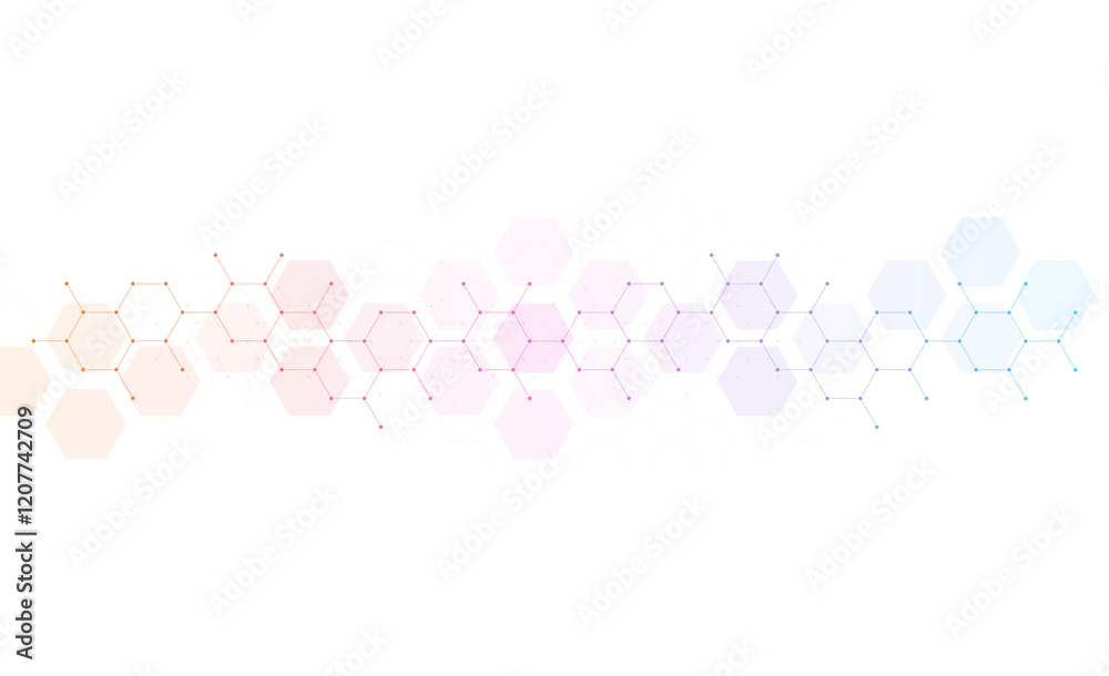 Wall mural abstract hexagonal background. molecular structure and genetic engineering. innovation technology. u