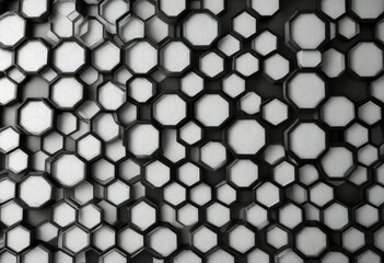 Black and white hexagonal honeycomb pattern ideal for textile or wallpaper design, textile, abstract, artistic