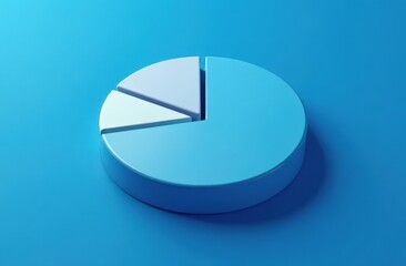 A sleek pie chart illustration with segmented blank areas, placed on a gradient blue background, designed for business analytics mockups and infographic presentations