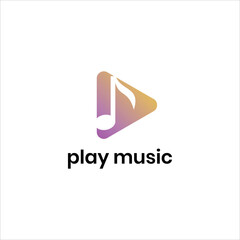 play media icon logo. player music stream vector. melody clef design