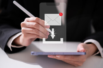 Electronic email receive new mail online message communication business technology concept