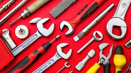 Fototapeta premium Organized workshop tools essential collection for effective diy craftsmanship projects