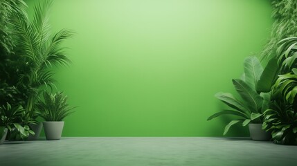 Green Screen Suspended in a Lush Greenhouse Environment with Vibrant Foliage and Potted Plants for Creative Projects and Botanical Imagery in a Serene Natural Setting