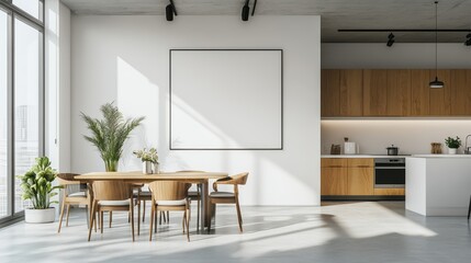 The bright dining and living room interior features a spacious, well-lit area with a clean design.