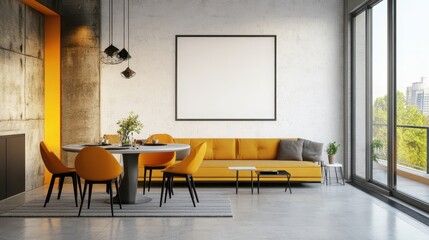 The bright dining and living room interior features a spacious, well-lit area with a clean design.