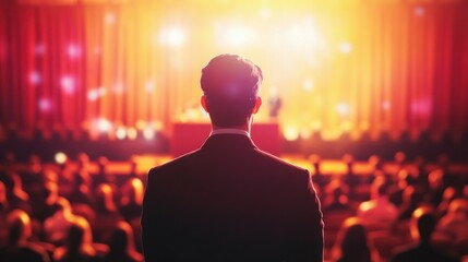 Speaker Addressing a Large Audience at a Conference or Event