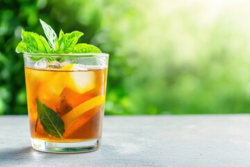 Refreshing Iced Tea with Lemon and Mint Summer Drink