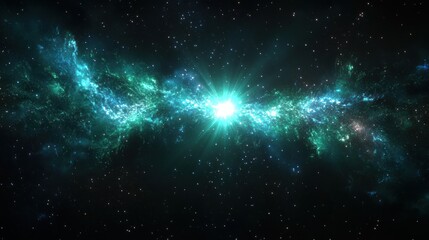 Fototapeta premium Stunning Cosmic Scene Showcasing a Vibrant Nebula with Bright Stellar Core and Stars