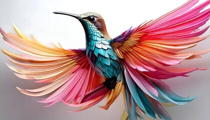 Colorful Hummingbird with Vibrant Wings in Flight
