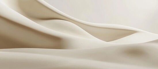 Obraz premium Neutral Toned Minimalist Poster Mockup Featuring Smooth Cream Fabric Waves with Ample Empty Space for Text Integration