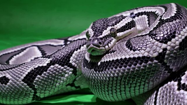 Captivating encounter with a striking python showcasing its intricate patterns and features