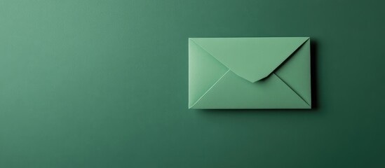 Green envelope icon positioned on a soft green background with ample empty space for text insertion and creative messaging.