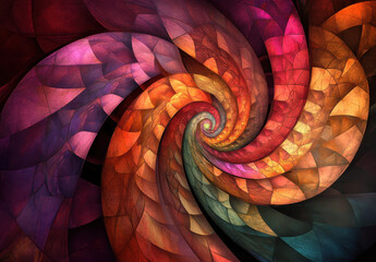 Fototapeta premium Vibrant abstract spiral design with colorful geometric patterns
