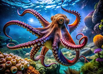 Obraz premium Giant Octopus in Aquarium - Deep Focus