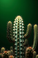 Naklejka premium Close-up of a cactus plant against a green background.