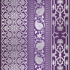 wedding card design, traditional paisley floral pattern , royal India	