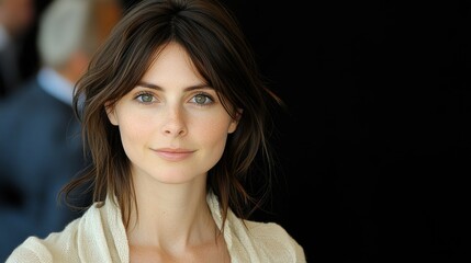 Portrait of a Woman with Brown Hair and Green Eyes