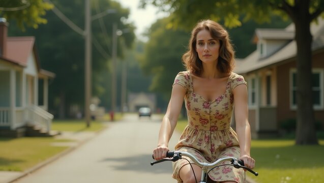 Woman on a bike - Powered by Adobe