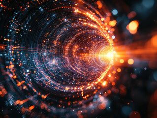 Vibrant abstract depiction of quantum algorithms featuring glowing qubits and dynamic interference patterns in a dark digital realm