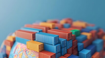 Obraz premium Simplified Global Cargo Shipment Routes and Logistics Network on World Map