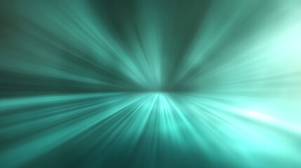 Obraz premium Abstract teal light rays burst from center, creating dynamic speed and energy effect. Ideal for backgrounds, website headers, presentations, or tech designs.