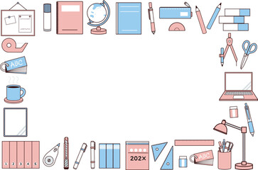 シンプルでかわいい文房具のフレーム２
