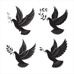 Obraz premium flying dove silhouettes 