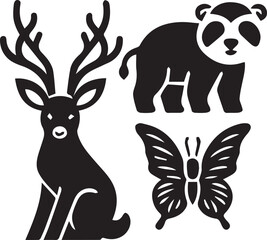 set of silhouettes of deer