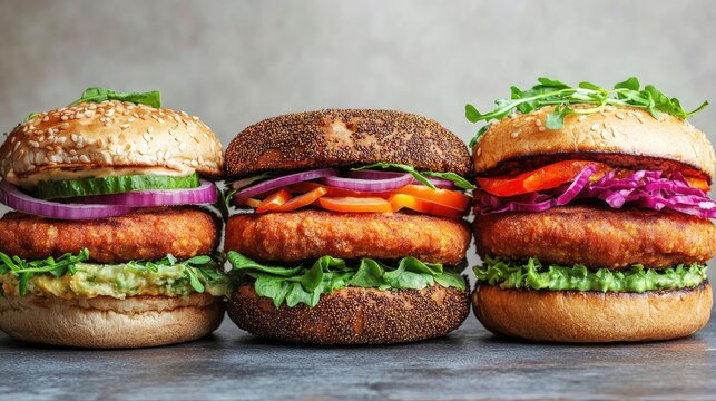 Vibrant vegan fast food takeout featuring flavorful plant-based burgers in eco-friendly packaging for healthy meals on the go