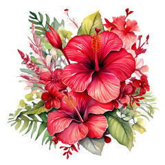 Hibiscus Bouquet Clipart Vector Illustration – Tropical Floral Design
