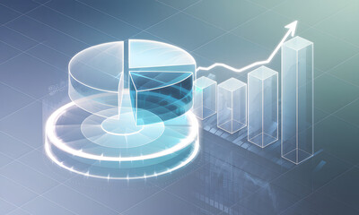 An image of a modern business graph representing the growth and statistics on the current data