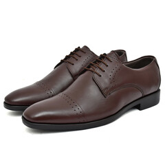 pair of brown leather shoes