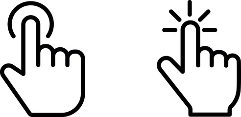 Hand Click Vector Icon Set - Interaction and Gesture Design Collection
