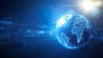 Fototapeta premium Global Digital Network Connectivity Over Earth