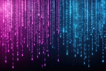 Glowing neon lines in pink and blue create futuristic background
