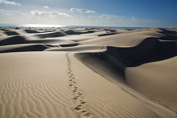 Dunes in Maspalomas, Gran Canaria, Canary islands, Spain.